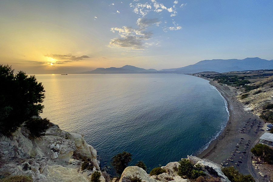 Panoramablick Strand von Kommos (Bucht von Messara). Foto: GOEDE